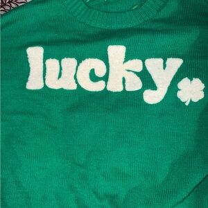 moon & madison Green 'Lucky' Sweater